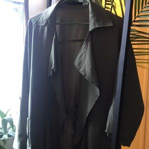 Cinched waist light overcoat in mint green